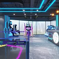 Metaverse Themed Space With Neon Lights Astronaut Robot And Planet