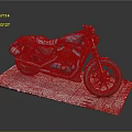 Classic Black Motorcycle With Leather Seat Exhaust Pipes On Stone Slab Platform