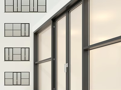 Modern Building Exterior With Black Framed Large Glass Windows And Multi Story Design 3d model