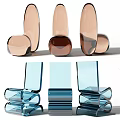 Modern Transparent Accent Chairs in Brown Blue Hues with Sleek Curved Design for Contemporary Interior