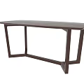 Modern Dark Wooden Dining Table With Unique Geometric Leg Design And Smooth Surface