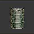 Green Worn Barrel With Blue Lid On Dark Reflective Surface 3d model