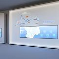Two Computer Monitors Showing Maps And Data Charts For Real Time Information 3d model