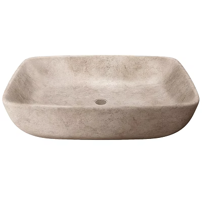 Minimalist Square Concrete Wash Basin With Natural Stone Texture And Light Gray Finish 3d model