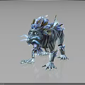 Fantasy Mythical Lion Character With Blue Crystal Mane And Shiny Crystalline Features