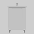 Modern White Bathroom Vanity Sink Cabinet with Chrome Faucet and Storage
