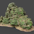 Green Mossy Wood Stone Stacked Rock Formation for Natural Garden Decor