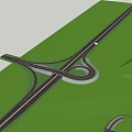 Urban Interchange Bridge with Multiple Curved Lanes and Green Landscape Design