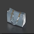 Light Blue Handbag with Gold Chain Handle and Stylish Elegant Design