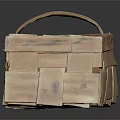 Handmade Wooden Woven Rectangular Basket Decorative Ornament Set With Handle For Home Decor