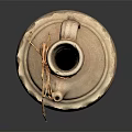 Traditional Clay Pot With Rope Knot Scalloped Edge Striped Pattern And Handle