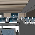 Modern School Open Learning Space With Computers Desks And Ergonomic Chairs 3d model