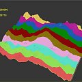 Detailed Artistic 3D Mountain Sculpture With Snowy Peak And Colorful Textured Design