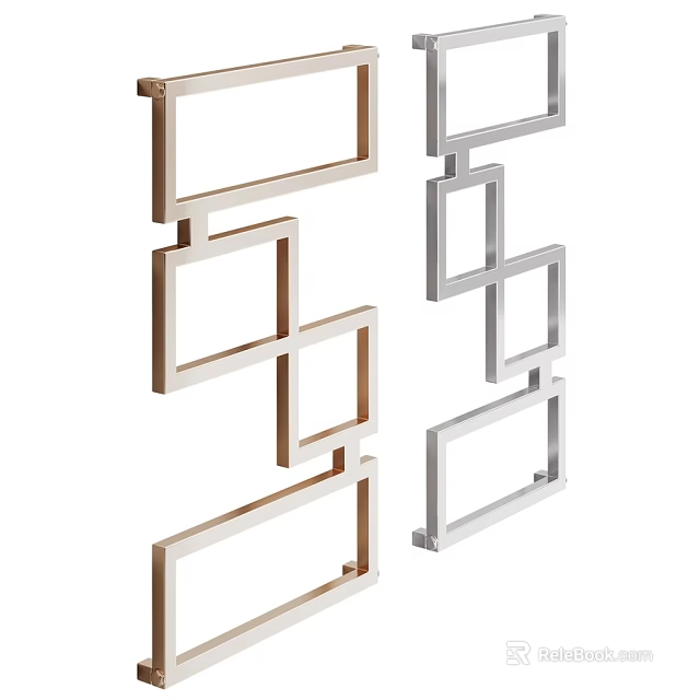 Modern Bathroom Accessories With Geometric Metal Racks For Wall Mounted Storage 3d model 