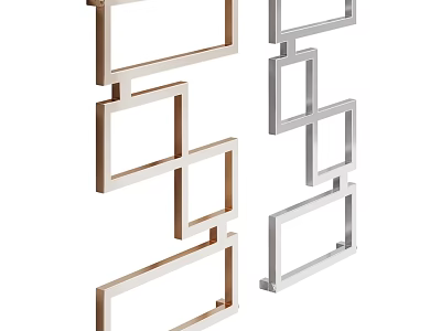 Modern Bathroom Accessories With Geometric Metal Racks For Wall Mounted Storage 3d model