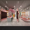 Mini Good Specialty Store With Orange Signage Glass Doors Cherry Blossom Decor And Toy Displays