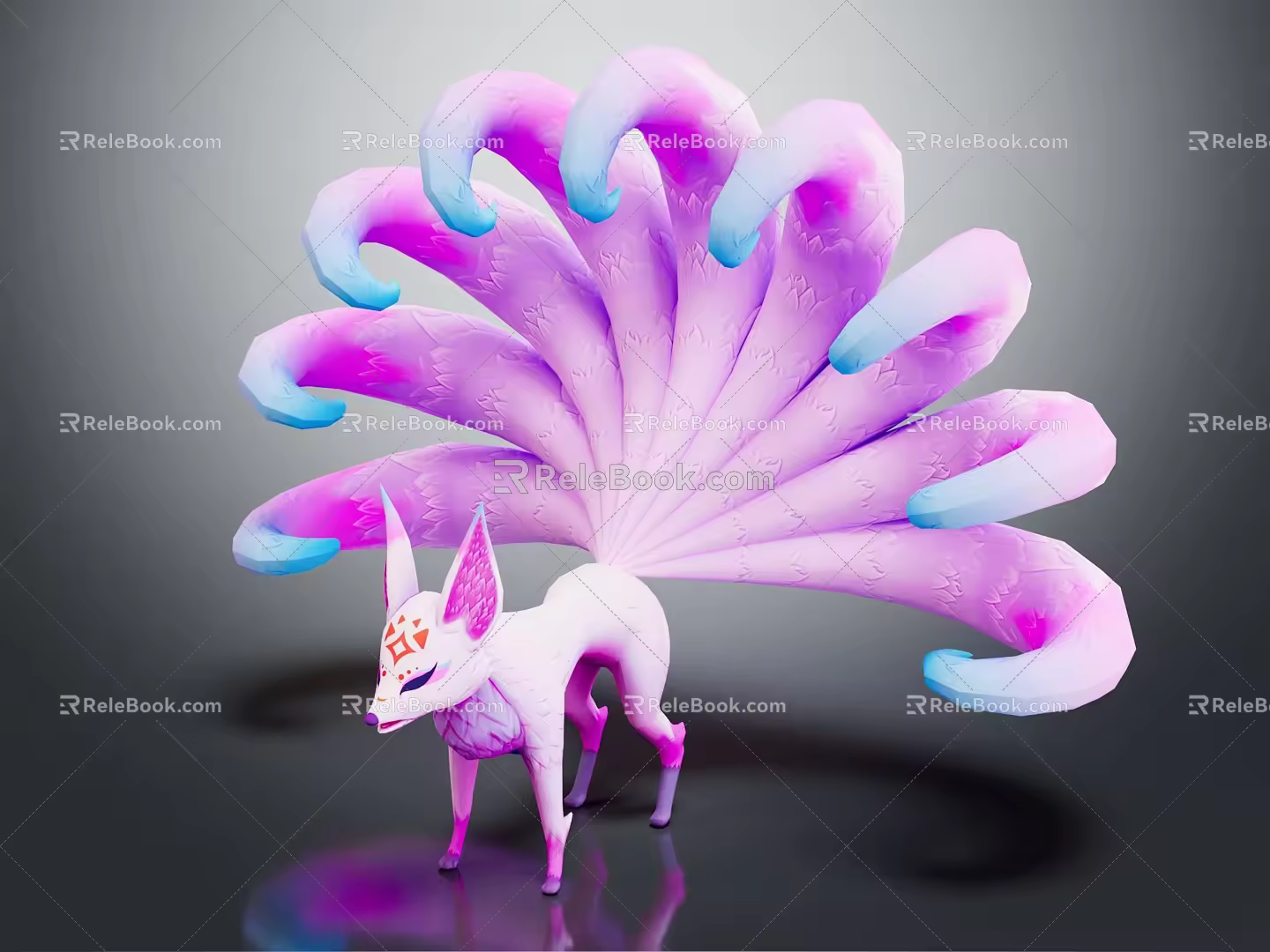 Modern game character nine-tailed fox cartoon nine-tailed fox 3d model
