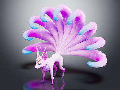 Modern game character nine-tailed fox cartoon nine-tailed fox 3d model