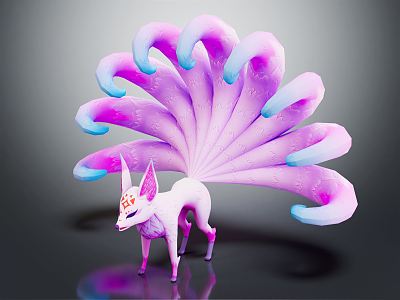 Modern game character nine-tailed fox cartoon nine-tailed fox 3d model