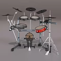 Electronic Musical Instrument Drum Set With Multiple Pads Cymbals Stands And Pedals