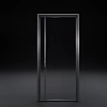 Modern Swing Door With Glass Panel And Sleek Metal Frame Design