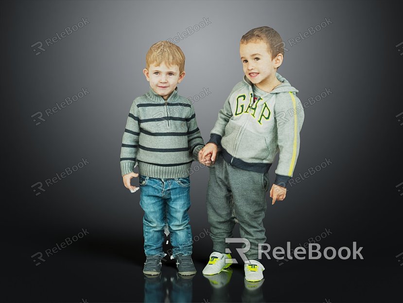 Modern Double Children Boys Brothers Teenage Children model