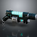 Futuristic Mechanical Weapon With Glowing Blue Light And Spring Mechanism