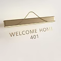 Modern Gold Wall Light with Welcome Home 401 Lettering and Sleek Contemporary Design