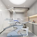 Elegant Modern Dental Clinic Interior With Treatment Chair Equipment And Cabinets