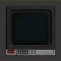 Vintage Computer Monitor With Retro CRT Screen And Worn Classic Exterior Design