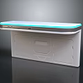 Modern Console Table With Blue LED Light Edge And White Storage Cabinet Design 3d model