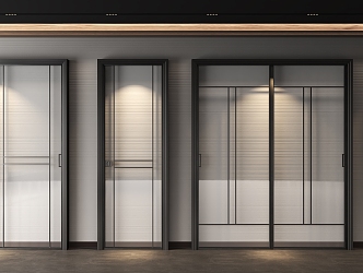 Glass sliding door kitchen door bathroom door 3d model