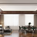 Elegant Chinese Style Private Room With Large Windows And Furniture
