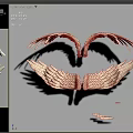 Light Colored Handcrafted Wings With Feather Texture And Heart Shaped Shadow On Gray Background 3d model