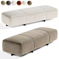 Beige and Dark Green Upholstered Benches with White Floral Leaf Patterns Modern Design
