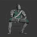 Mechanical Robot Sitting On Dark Chair With Silver Gray And Light Green Metallic Structure