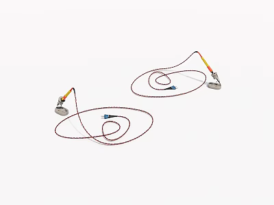 Two Coiled Wire Devices With Probe Tips And Blue Connectors On White 3d model