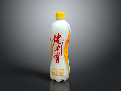 Jianlibao Refreshing Drink Bottle With Yellow Cap Orange And White Design 3d model