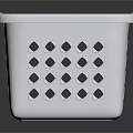 Square White Plastic Storage Basket With Hollow Out Design And Gray Handles For Home Organizing