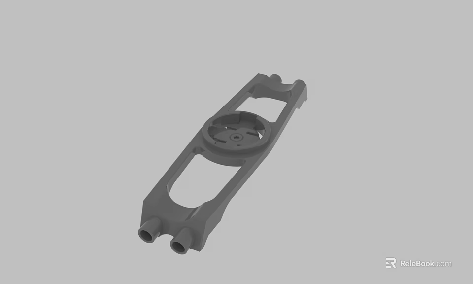 Gray Industrial Mechanical Bracket With Elongated Structure And Circular Central Component 3d model 