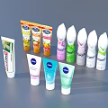 Various Personal Care Household Products With Colorful Tubes And Bottles