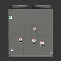 Gray Industrial Equipment Unit With Twelve Circular Fans On Metal Support Frame