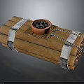 Brown Outdoor Clothing With Silver Straps And Orange Compass Decoration