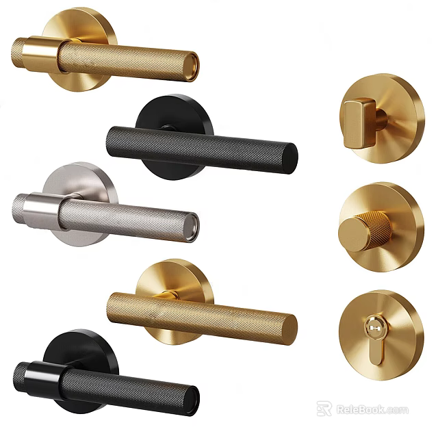 Modern Brass Black And Silver Door Handles With Stylish Contemporary Designs For Home Decor 3d model 