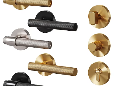 Modern Brass Black And Silver Door Handles With Stylish Contemporary Designs For Home Decor 3d model