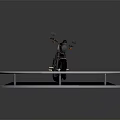 Cream and Black Motorcycle on Circular Display Platform with Handlebars and Seat