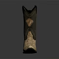 Western Style Cowboy Boots With Dark Shaft And Light Patterned Toe Design 3d model