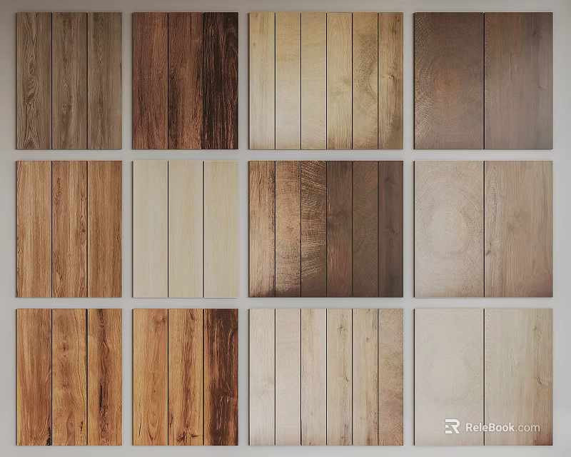 Various Stone Wood Texture Samples With Different Natural Color And Grain Patterns 3d model