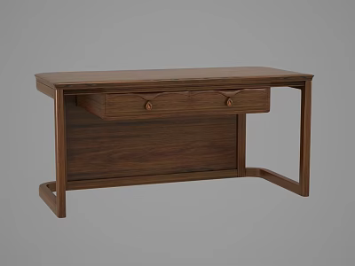 Wooden Desk With Modern Design Two Drawers And Sturdy Tabletop Structure 3d model