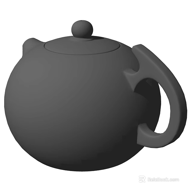 Black Minimalist Round Teapot With Lid And Handle For Tea Brewing 3d model 